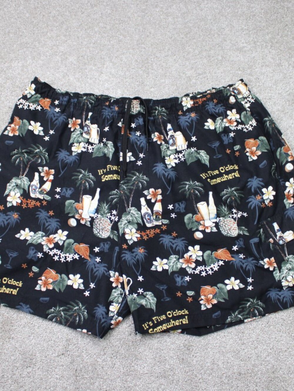 Big Dogs Swim Trunks Mens 3XL Black Shorts It’s 5 O’clock Somewhere Mesh Lined